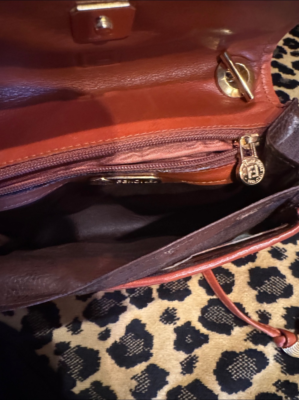 Fendi Brown Quilted Leather Crossbody with Gold Pasta Chain Accents - Picture 11 of 16
